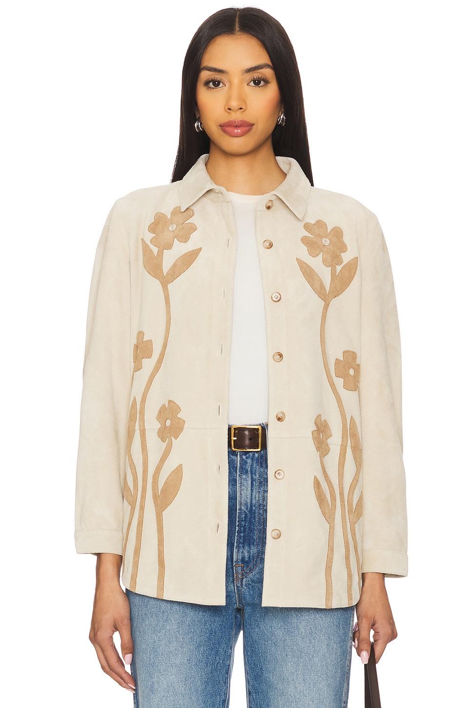 the floral applique suede jacket