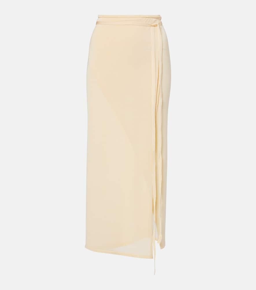 the frankie shop alsen knitted sheer wrap skirt
