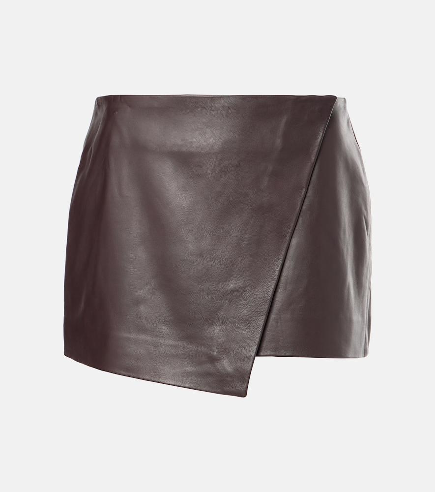 the frankie shop cleo leather wrap skirt