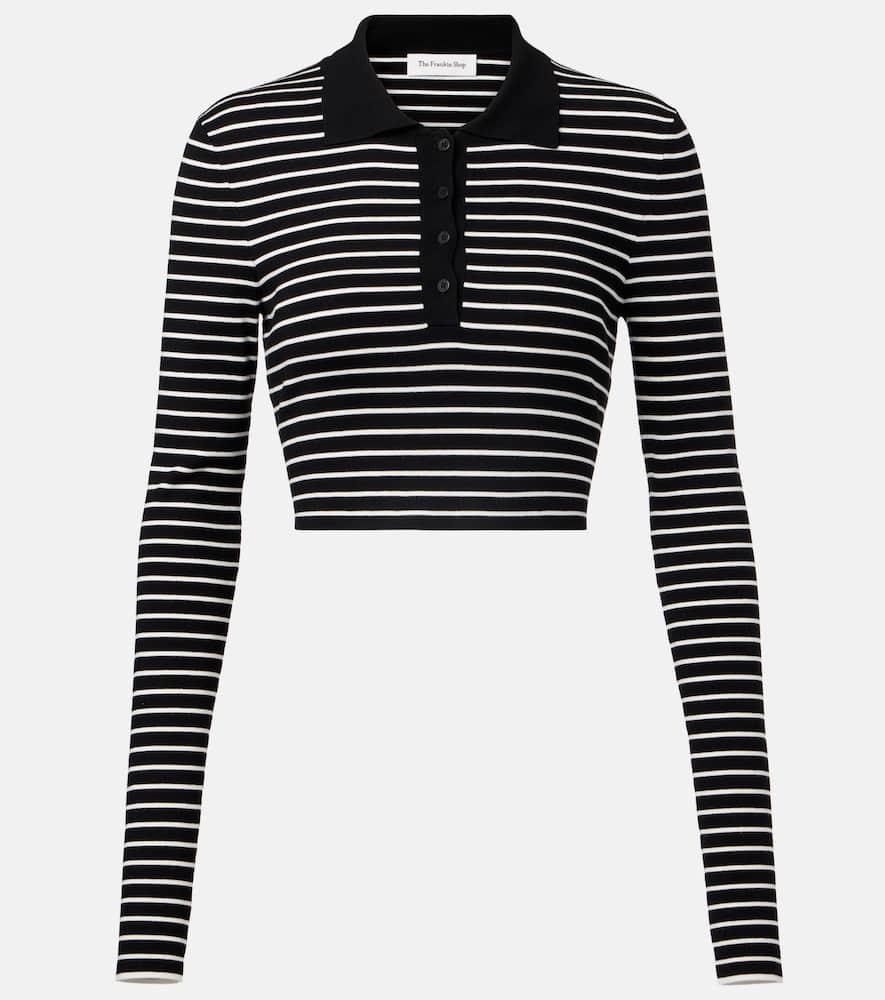 the frankie shop giselle striped cropped polo shirt