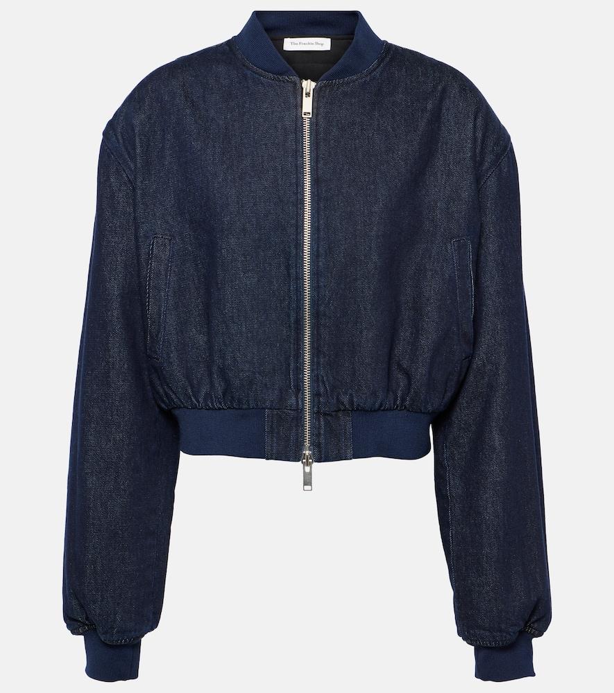 the frankie shop micky cropped denim bomber jacket