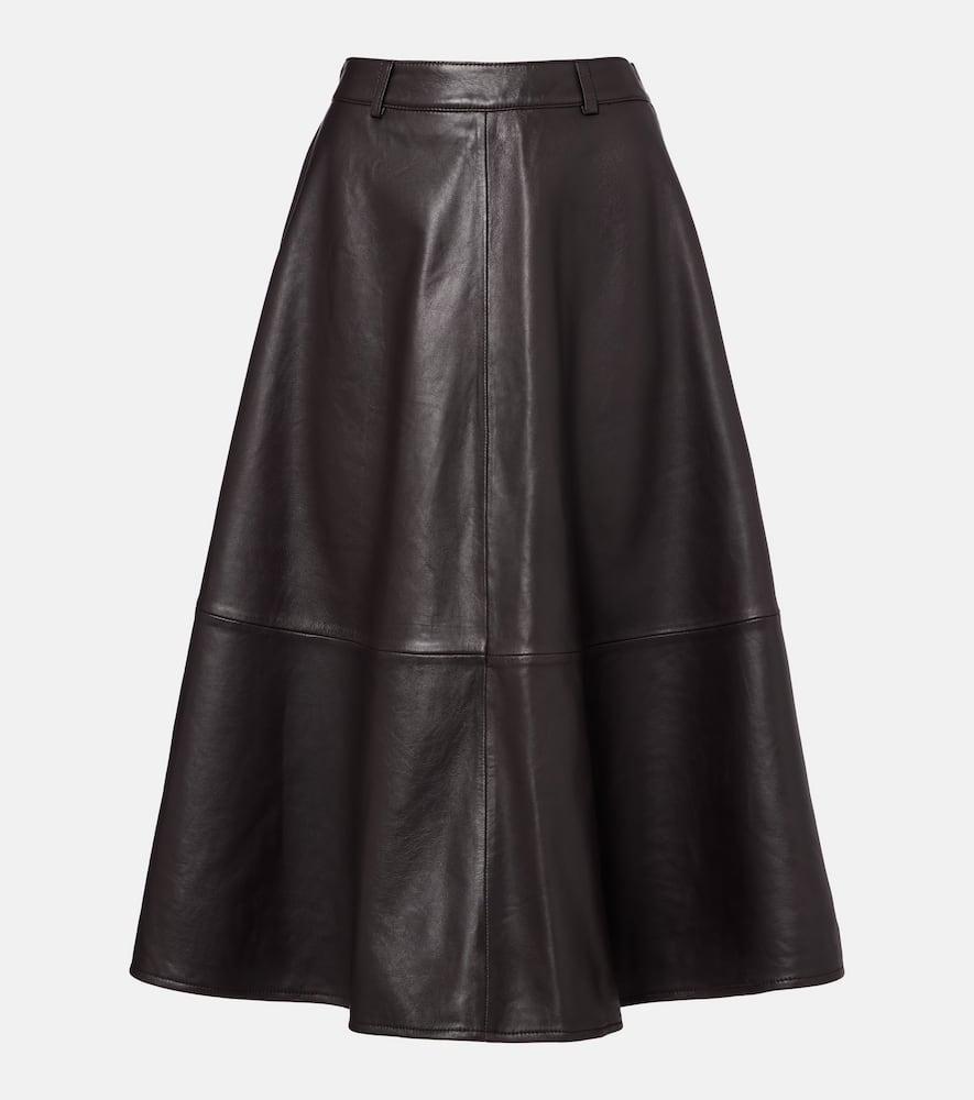 the frankie shop savil leather midi skirt