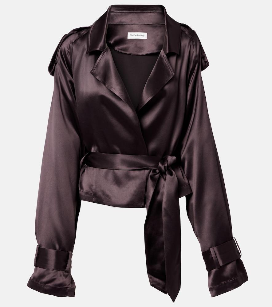 the frankie shop simona cropped satin trench coat