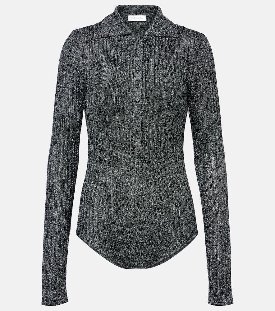 the frankie shop solana knitted lamé bodysuit