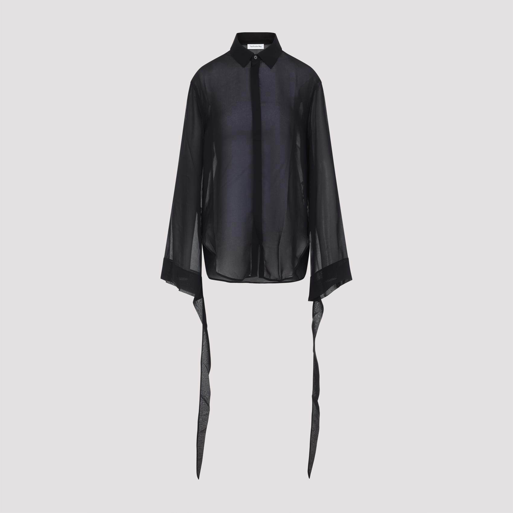 the frankie shop verlin sheer chiffon tie cuff shirt black polyester - women