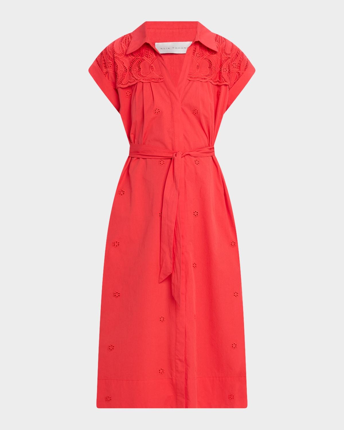 the freya embroidered cotton midi shirtdress