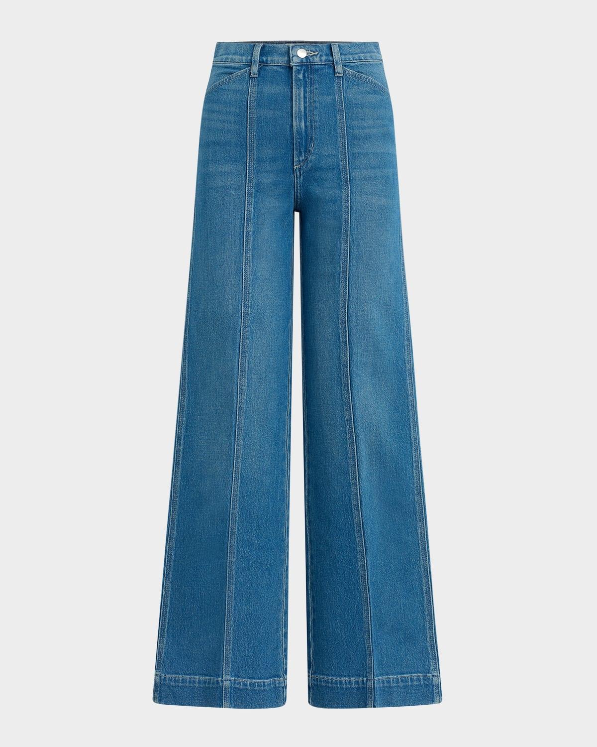 the front seam wide-leg jeans
