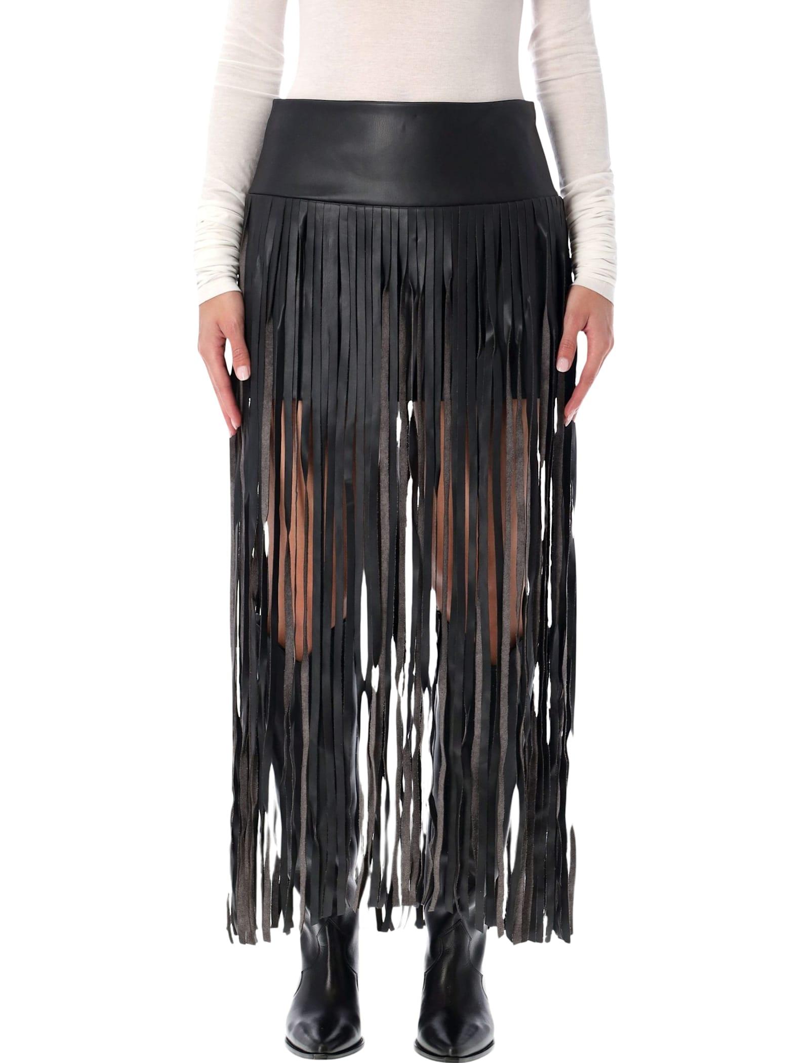 the garment brooklyn leather-look fringe skirt