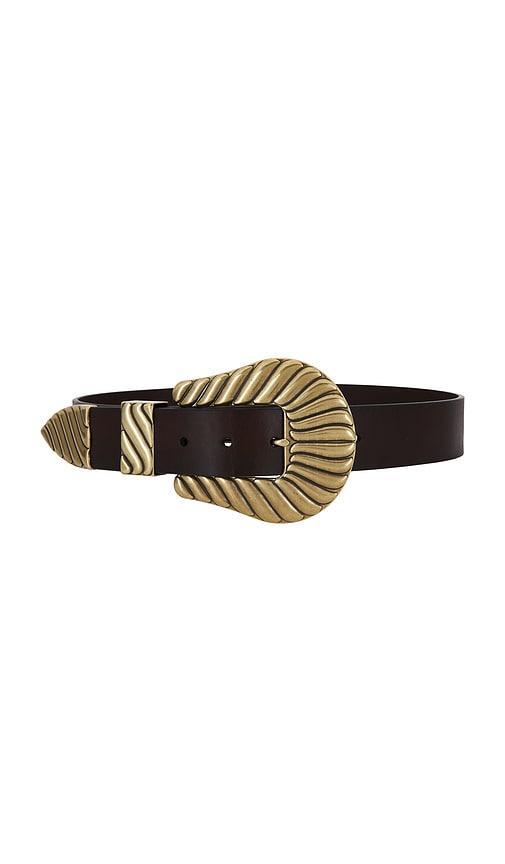 the great the big buckle belt x stetson collab in chocolate.