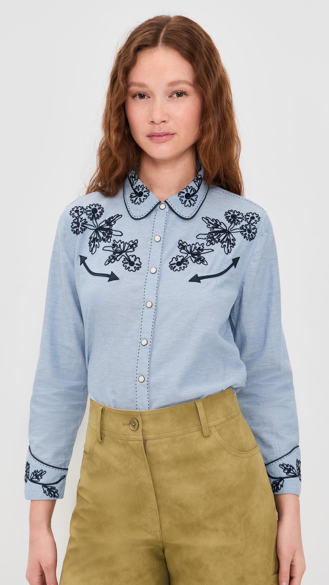 the great x stetson the chambray embroidered western shirt