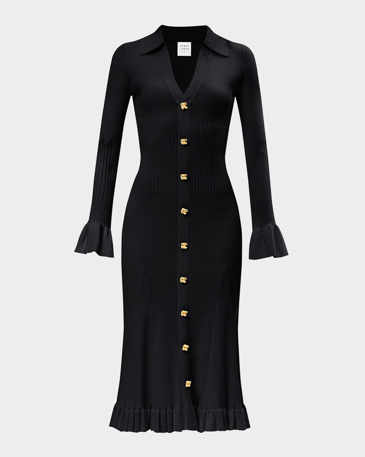 the hallie ribbed button-down midi dress