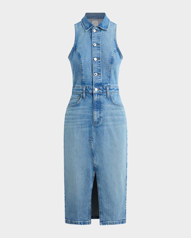the halter city denim dress