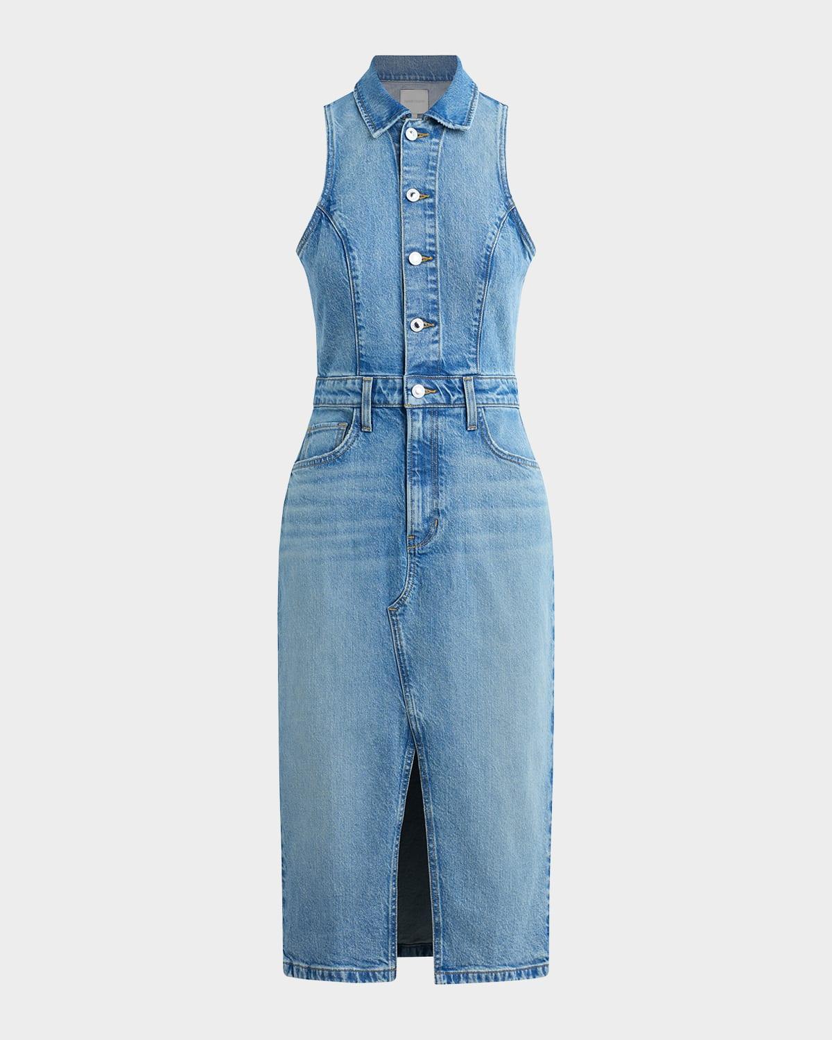 the halter city denim dress
