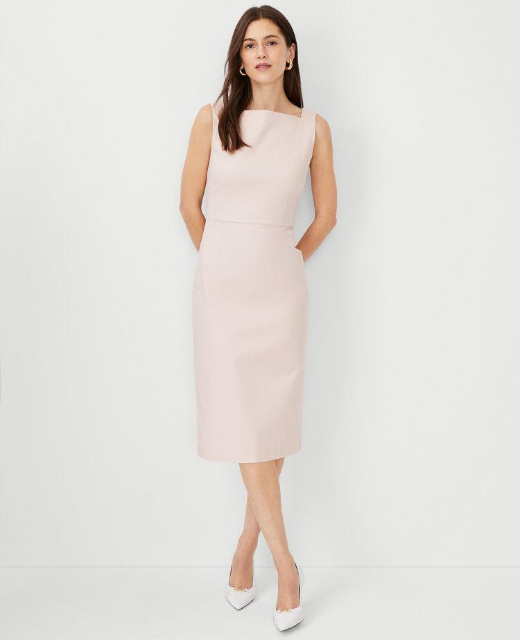 the high square neck sheath dress in stretch cotton