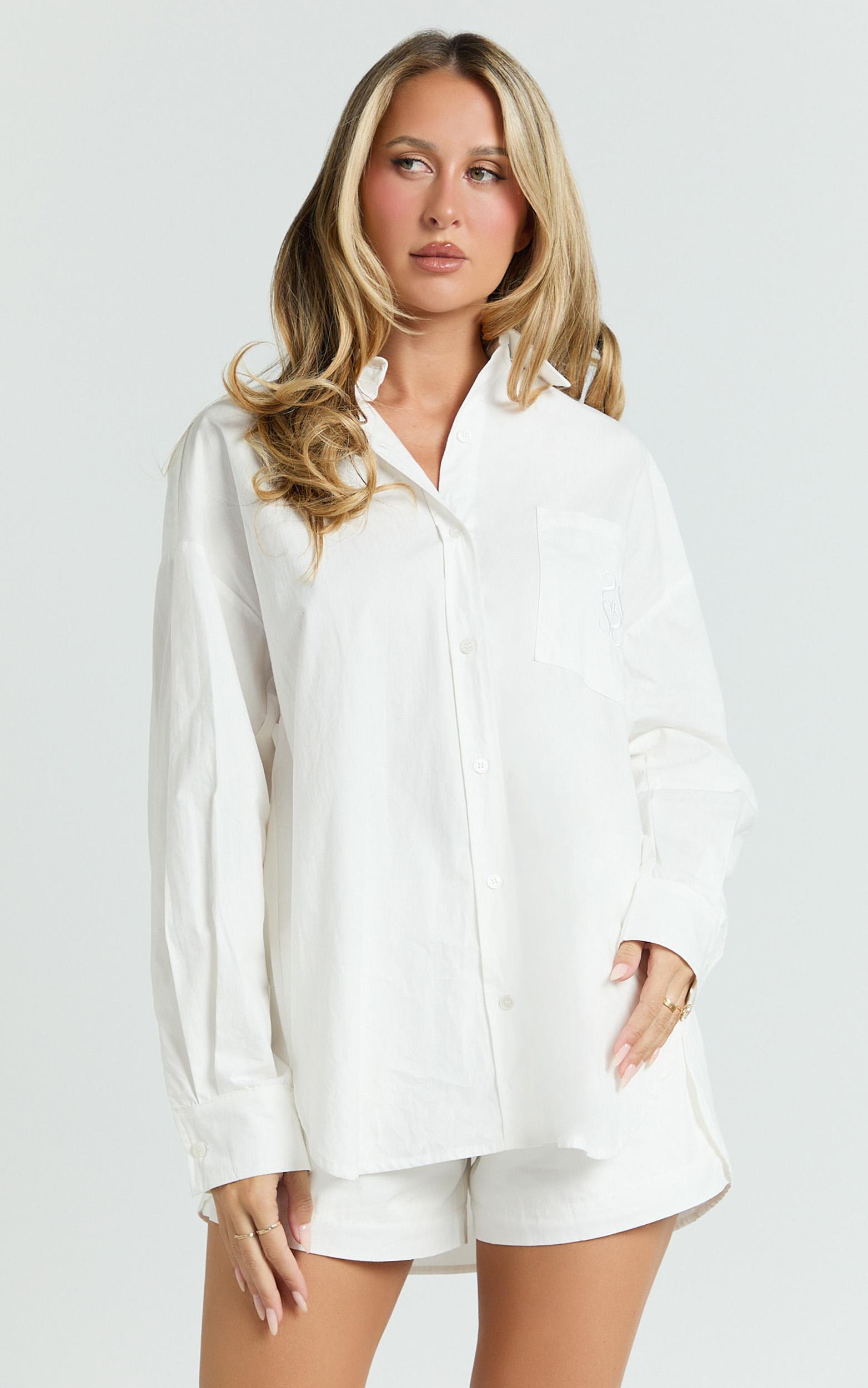the hunger project x showpo - thp collared button up long sleeve shirt in white