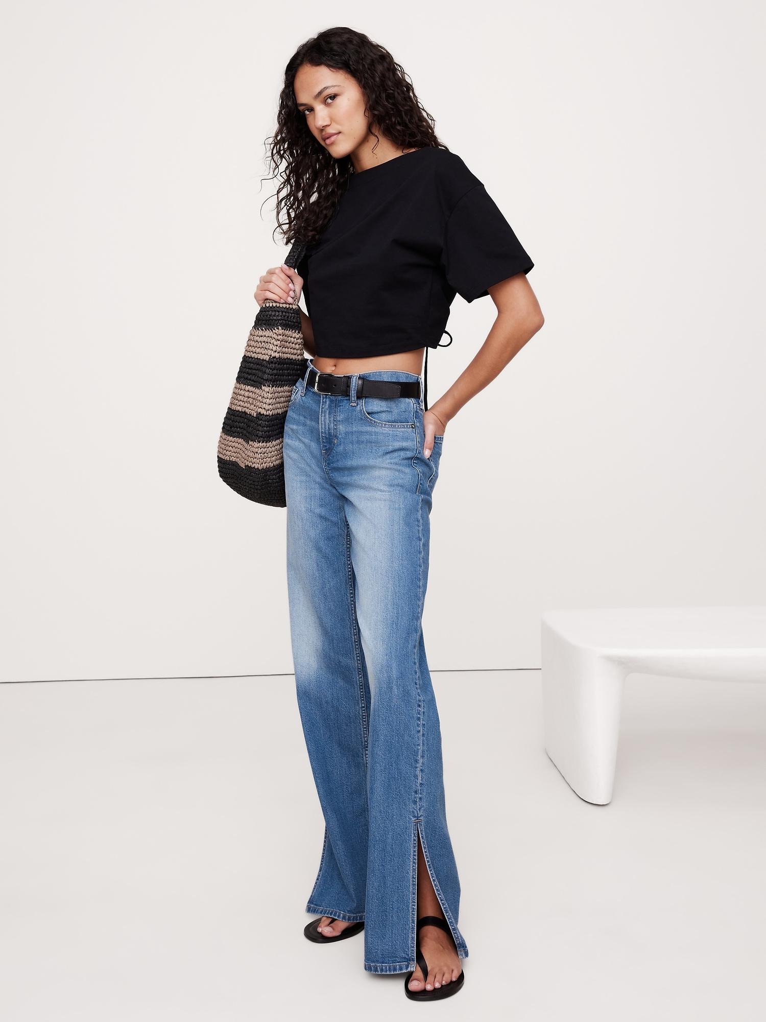the icon classic mid-rise wide-leg split-hem jean