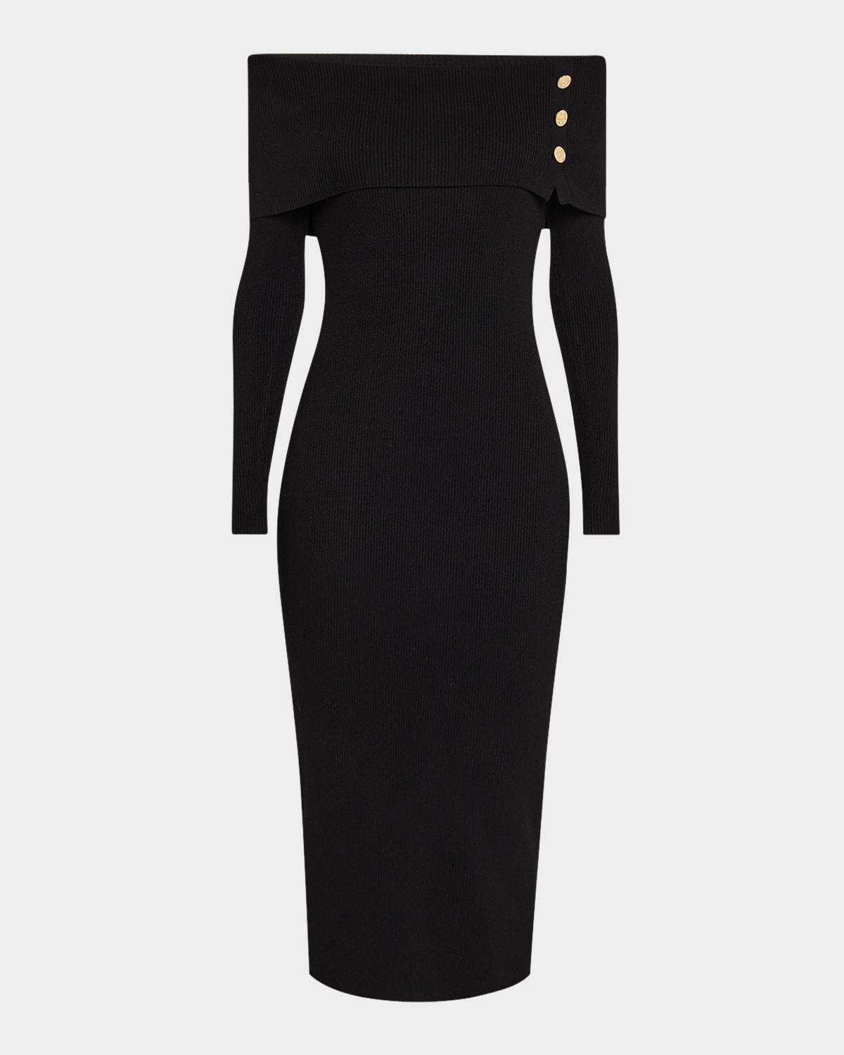 the imani off-shoulder midi sweater dress