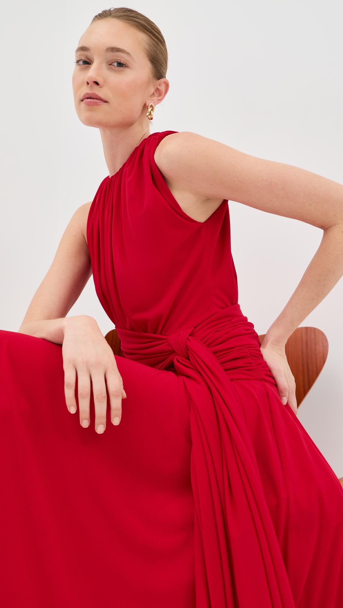 the isadora knot-detailed draped maxi dress