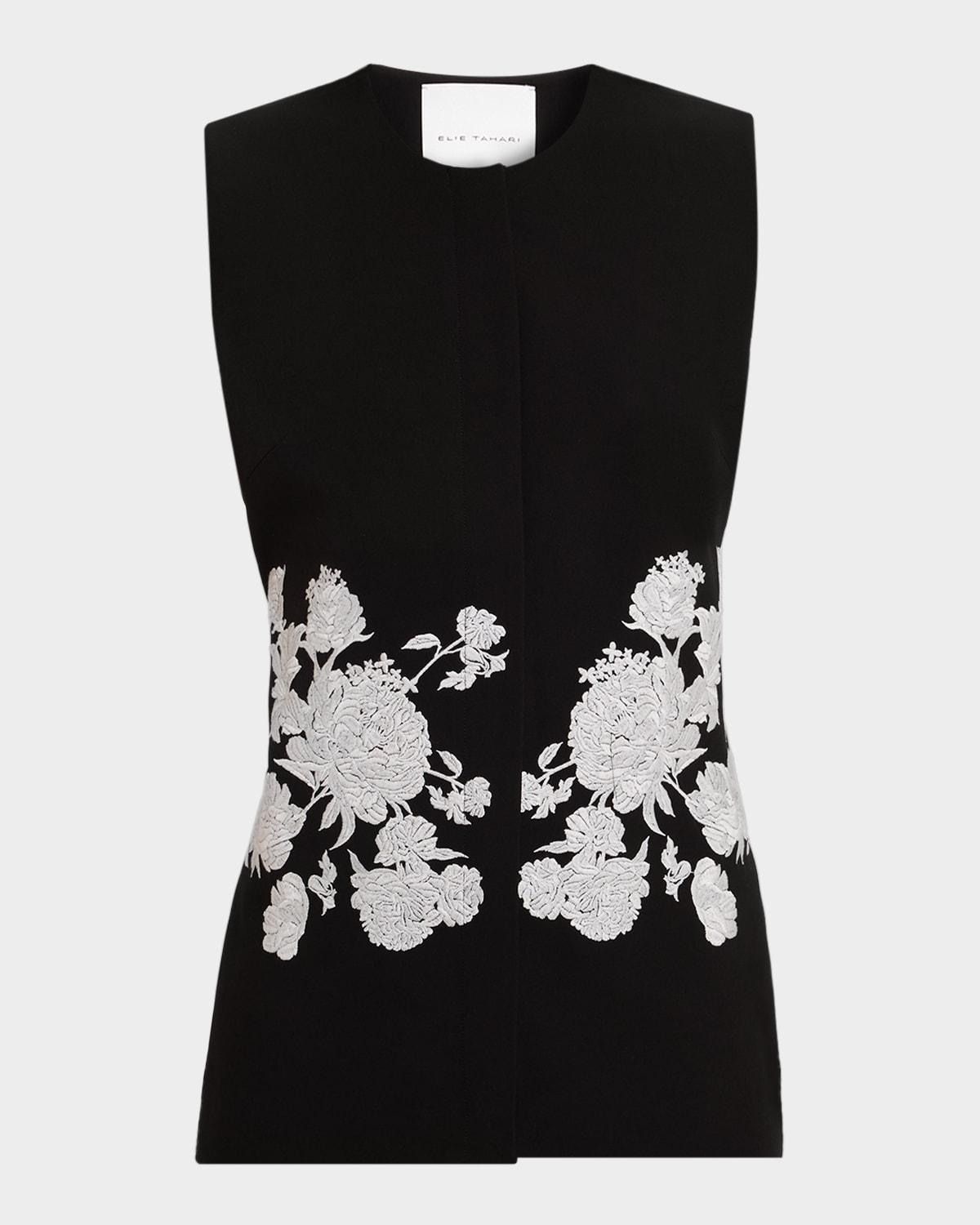the isla sleeveless floral-embroidered jacket