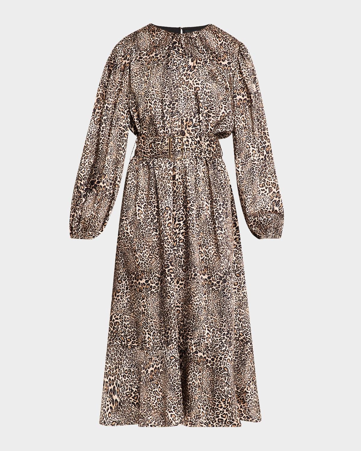 the jada belted animal-print midi dress