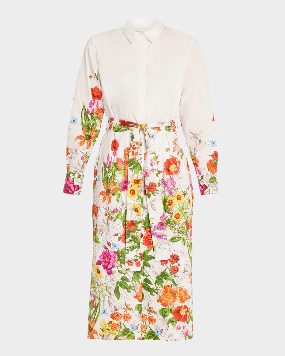 the juliana floral-print cotton midi shirtdress