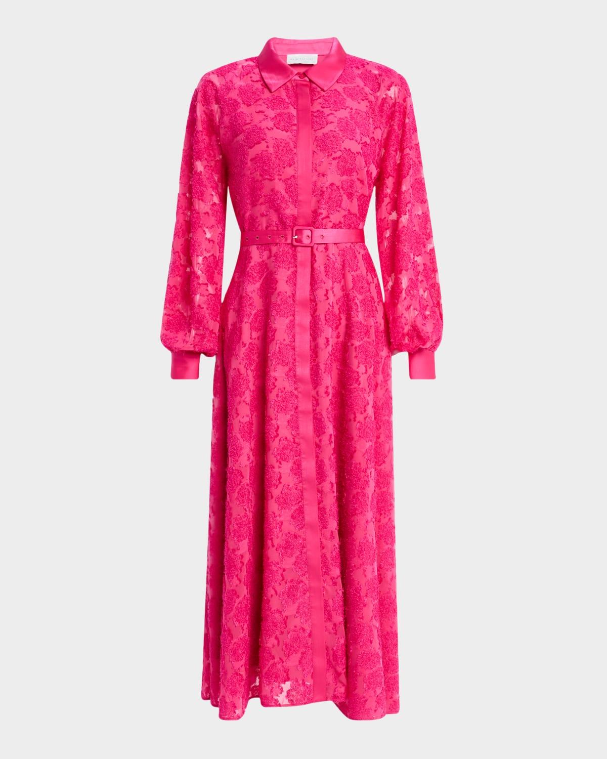 the kassiani fringe-textured midi shirtdress