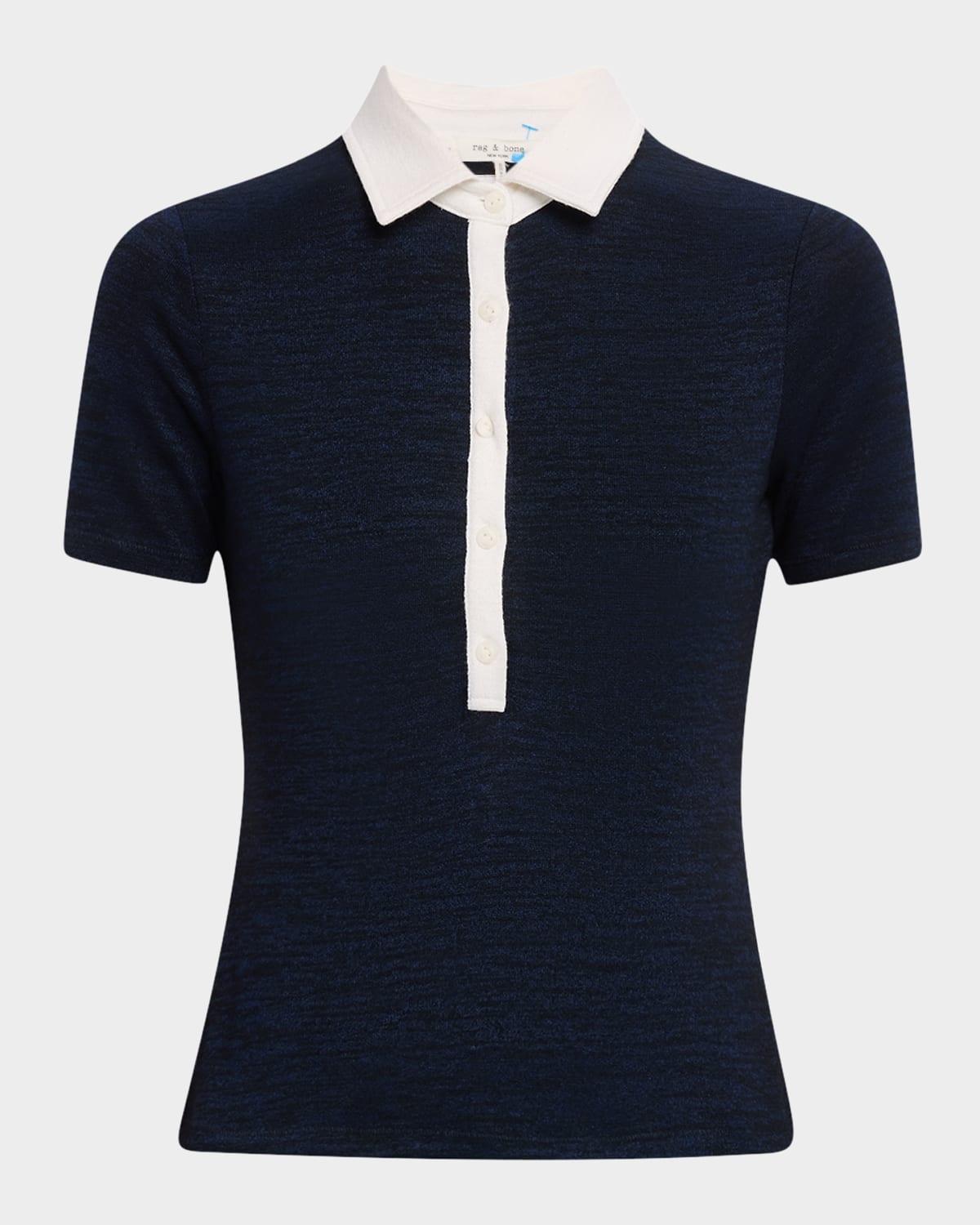 the knit button polo top