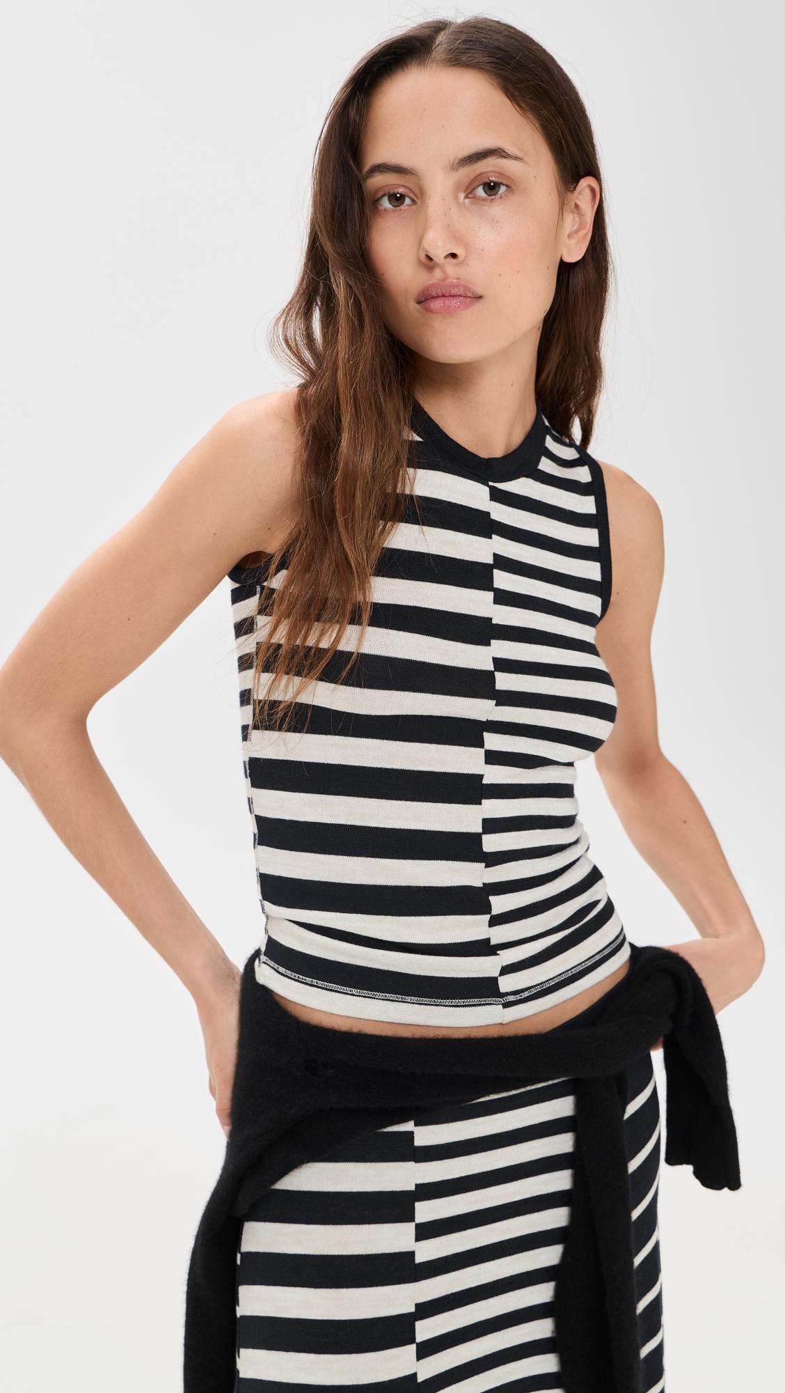 the knit mixed stripe tank