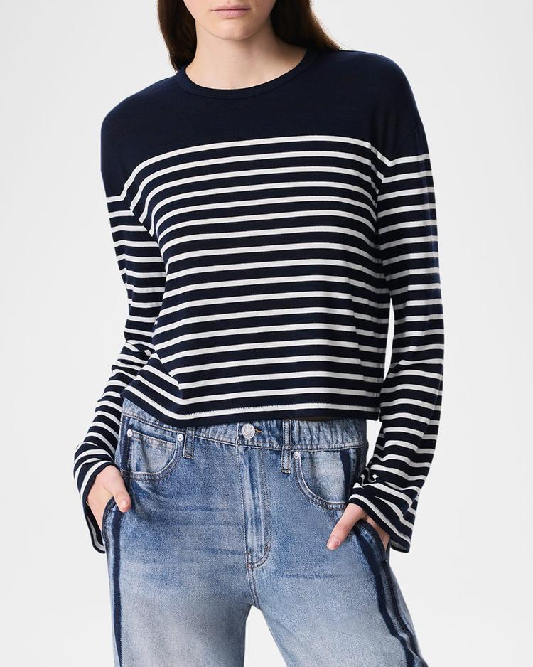 the knit stripe boxy long-sleeve tee