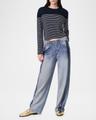 the knit stripe boxy long-sleeve tee