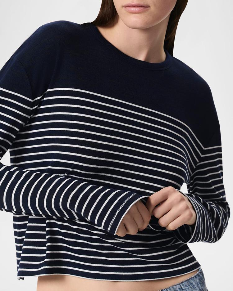 the knit stripe boxy long-sleeve tee