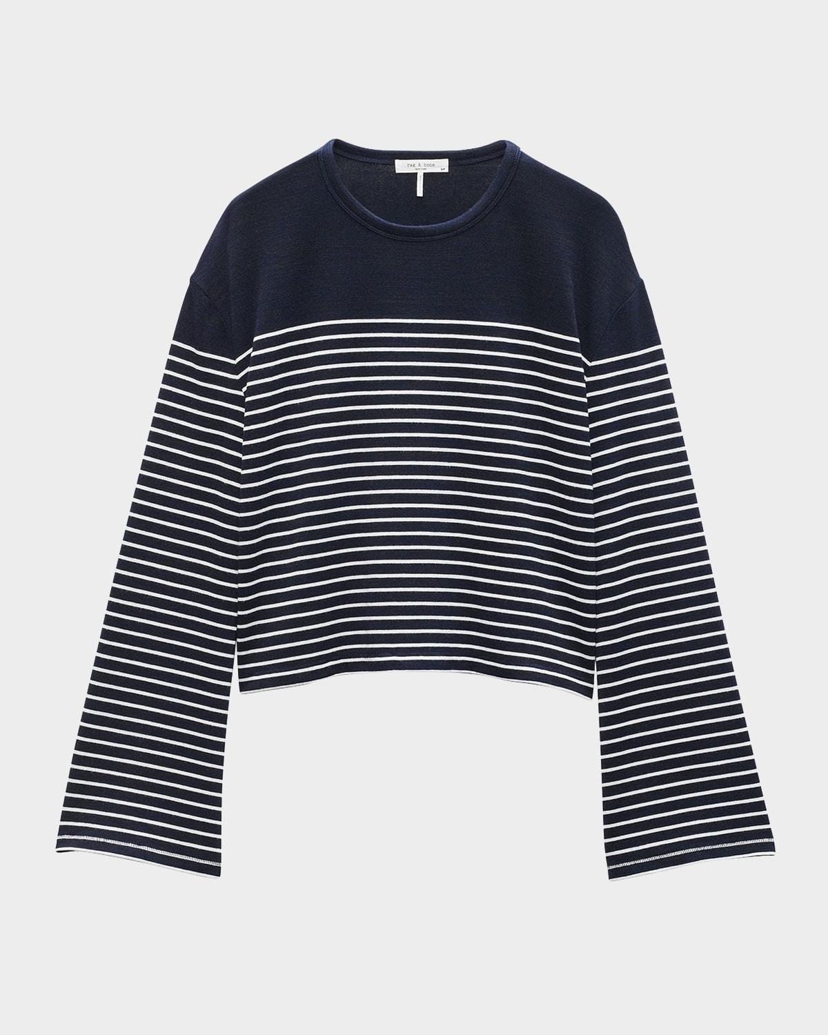 the knit stripe boxy long-sleeve tee