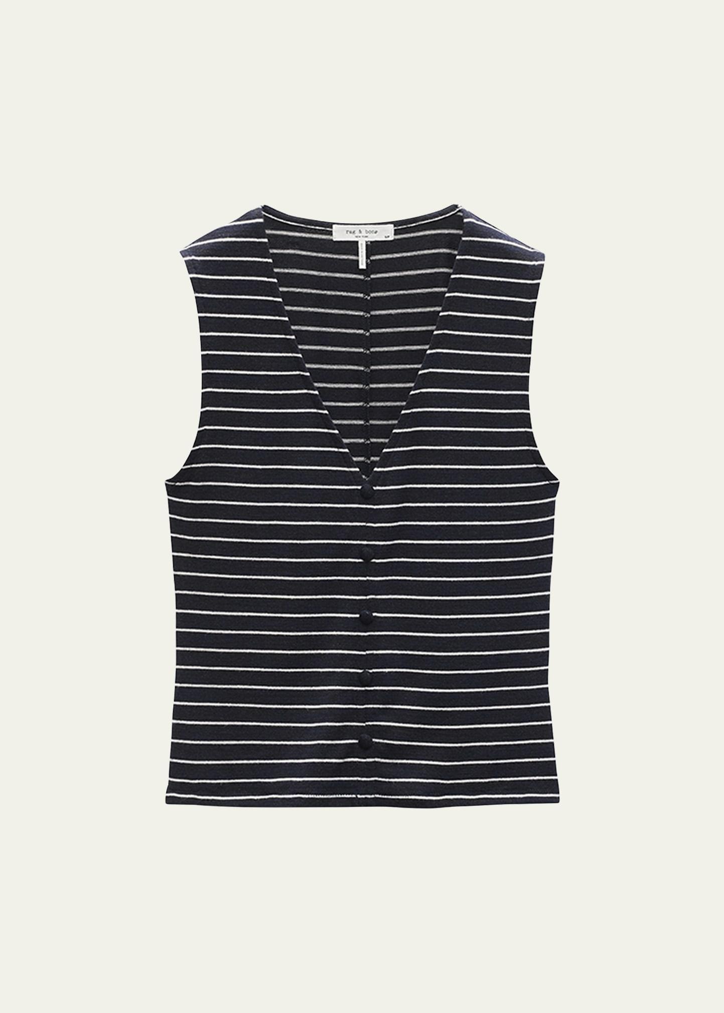 the knit stripe button-front tank top