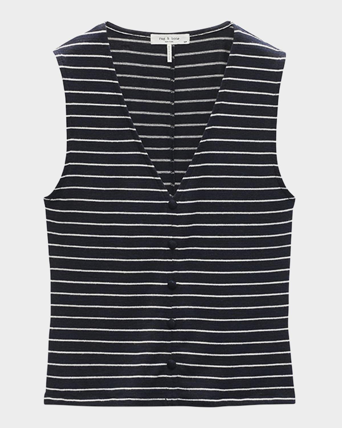 the knit stripe button-front tank top