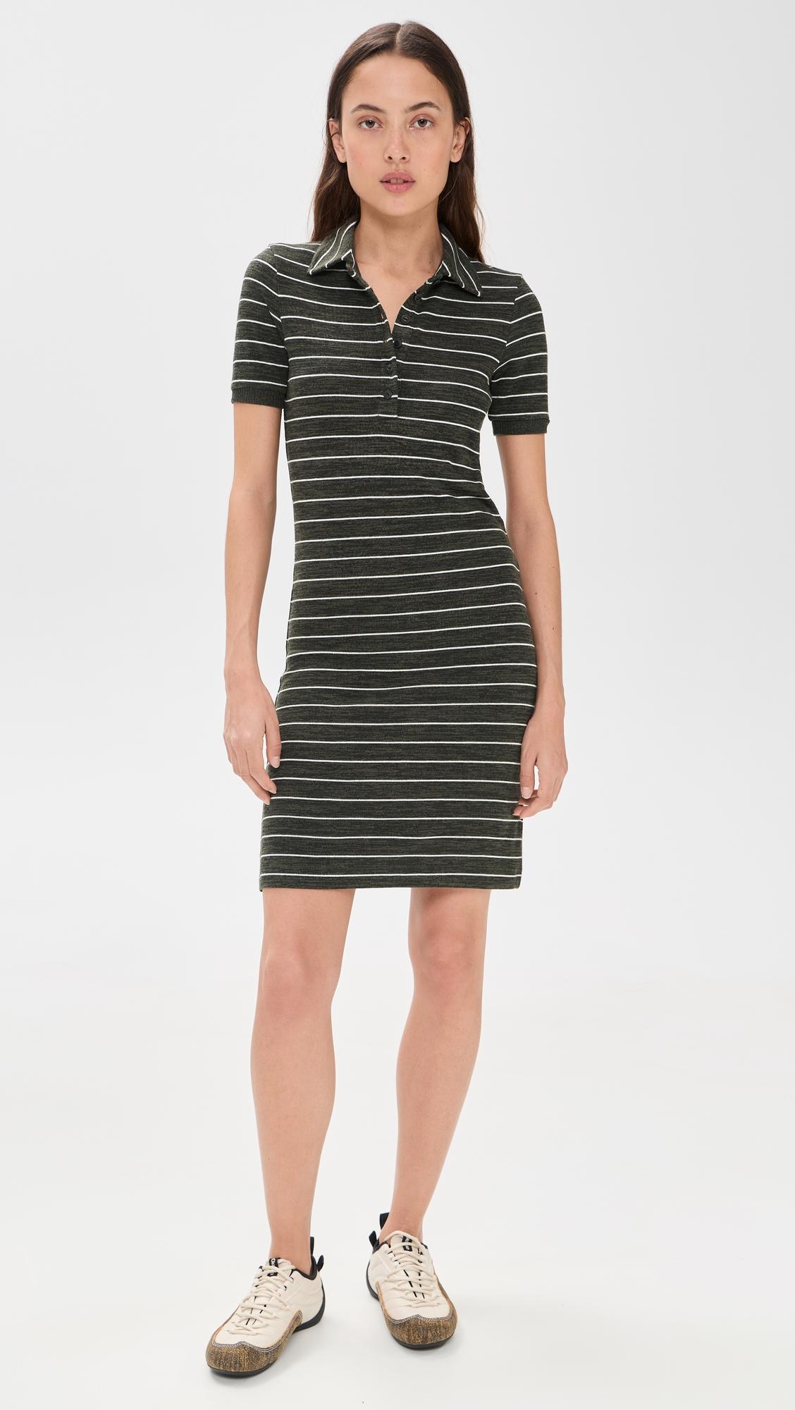 the knit stripe polo mini dress