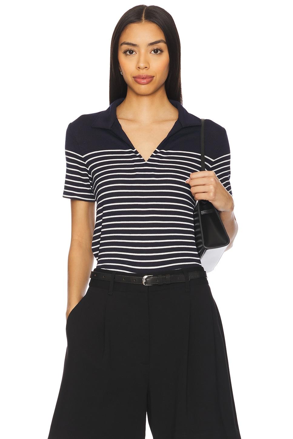 the knit stripe polo top