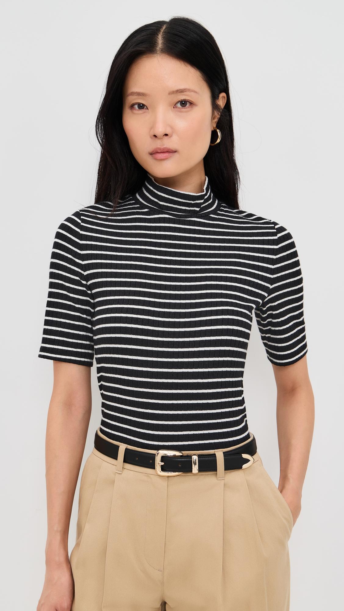 the knit stripe rib turtleneck tee