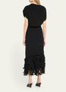 the lainey asymmetric draped 3d petal dress