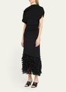 the lainey asymmetric draped 3d petal dress