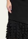 the lainey asymmetric draped 3d petal dress