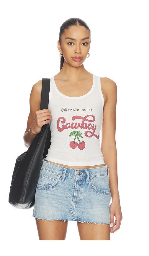 the laundry room call me cowboy rib tank top in white.