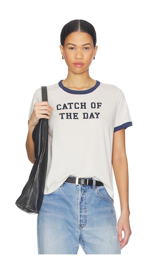 the laundry room catch of the day ringer tee in white.