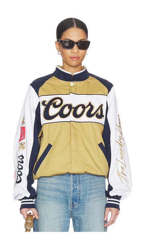 the laundry room coors original 40oz smu racing jacket in metallic gold,white.