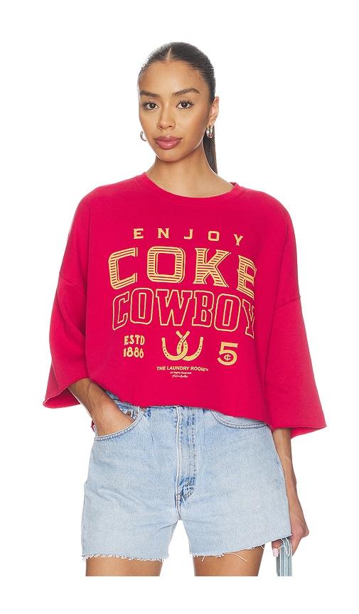the laundry room enjoy coke cowboy horseshoe crop jumper in red.