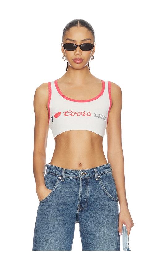 the laundry room i heart coors light super crop rib tank top in white.