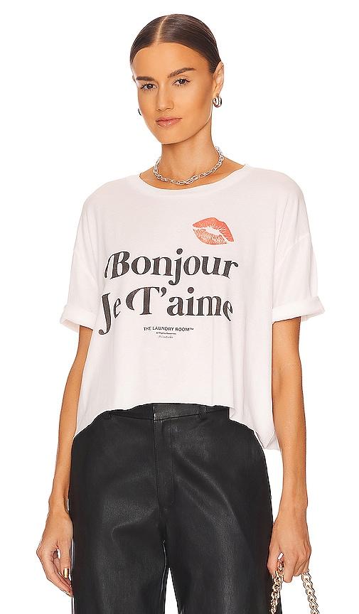the laundry room je t'aime crop oversized tee in white.