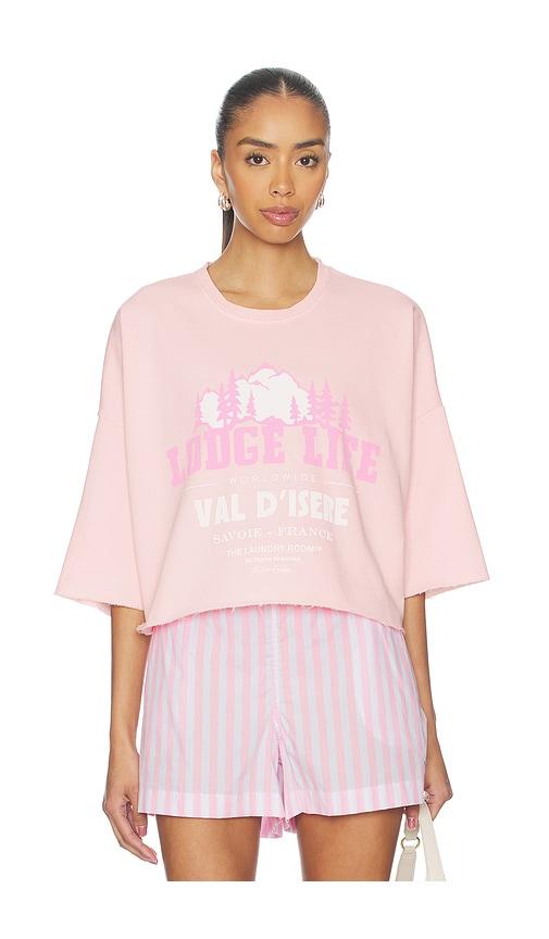 the laundry room lodge life savoie france cropped jumper in pink.