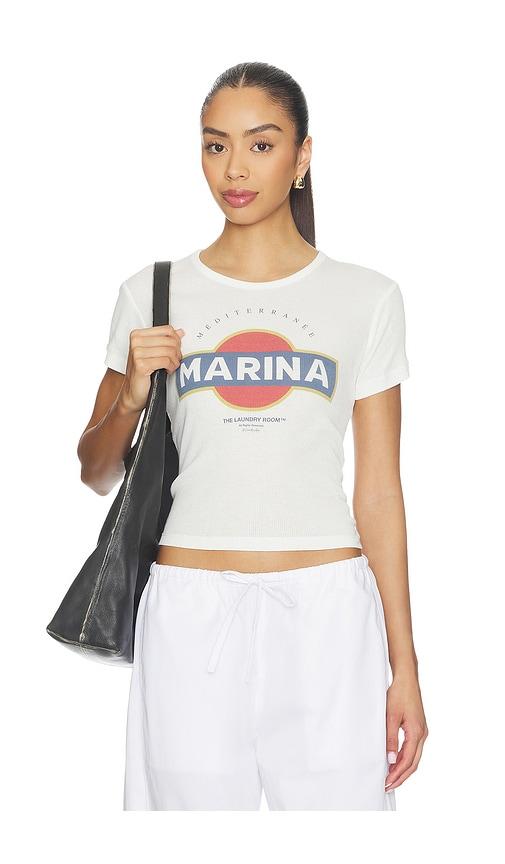 the laundry room mediterranean marina baby tee in white.
