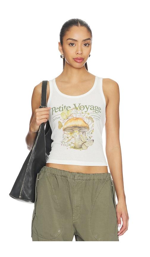 the laundry room petite voyage rib tank top in white.