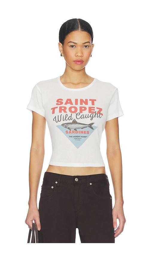 the laundry room saint tropez sardines baby tee in white.